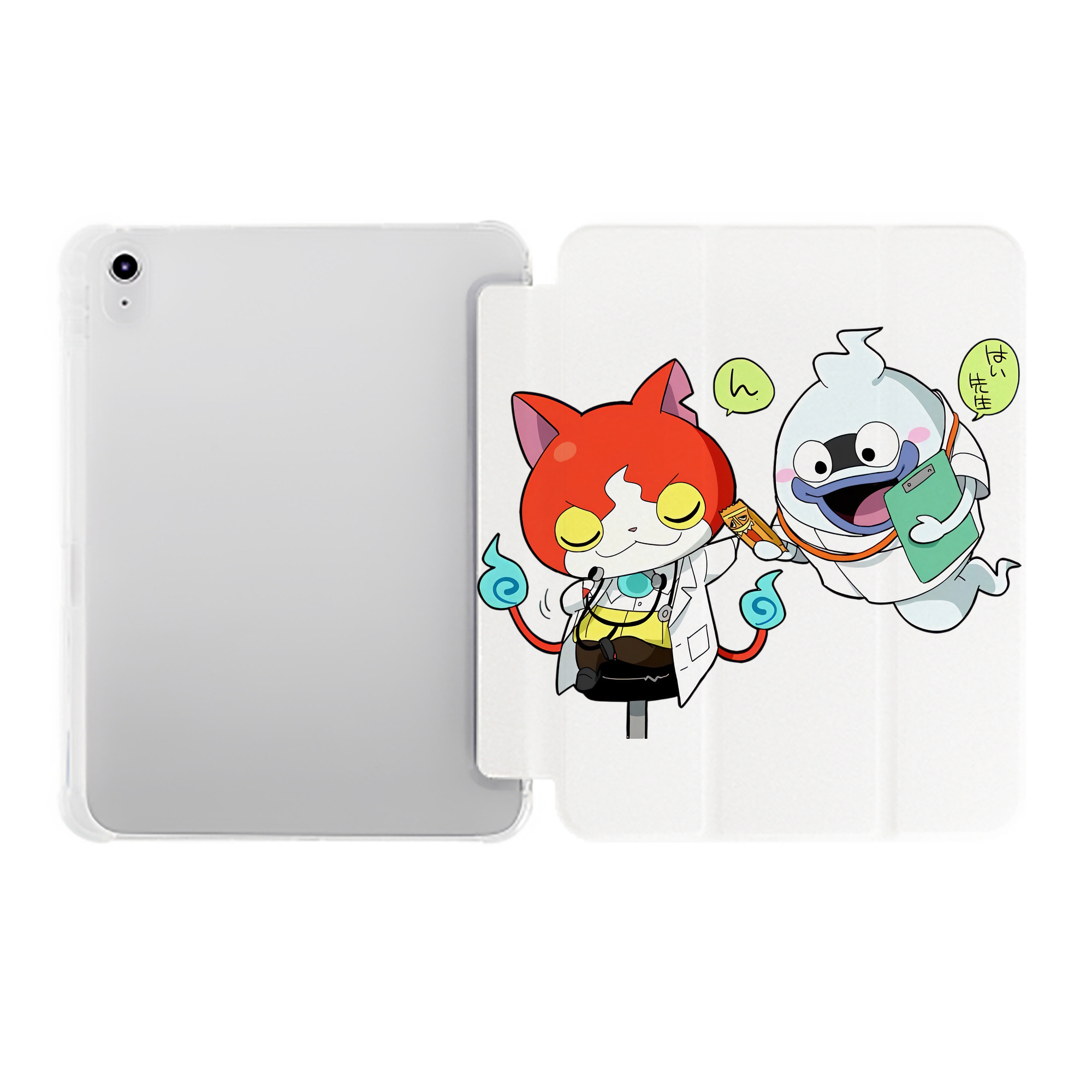 （画像用） 妖怪ウォッチ Yo-kai Watch IPad ケース ペン収納付き 三つ折りスタンド PUレザー×シリコン 対応機種9.5/10.5/10.9インチ